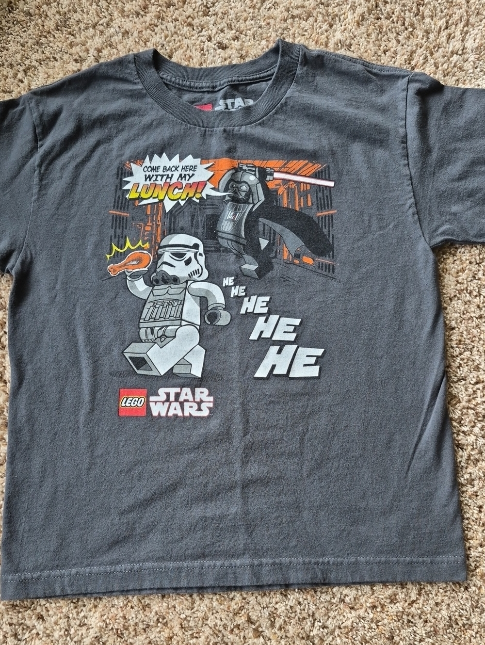 Star Wars Kids Gray Tee with LEGO Stormtrooper & Darth Vader Graphic, Lg
